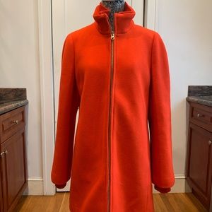 Never worn orange JCREW Italian wool coat. Size 14